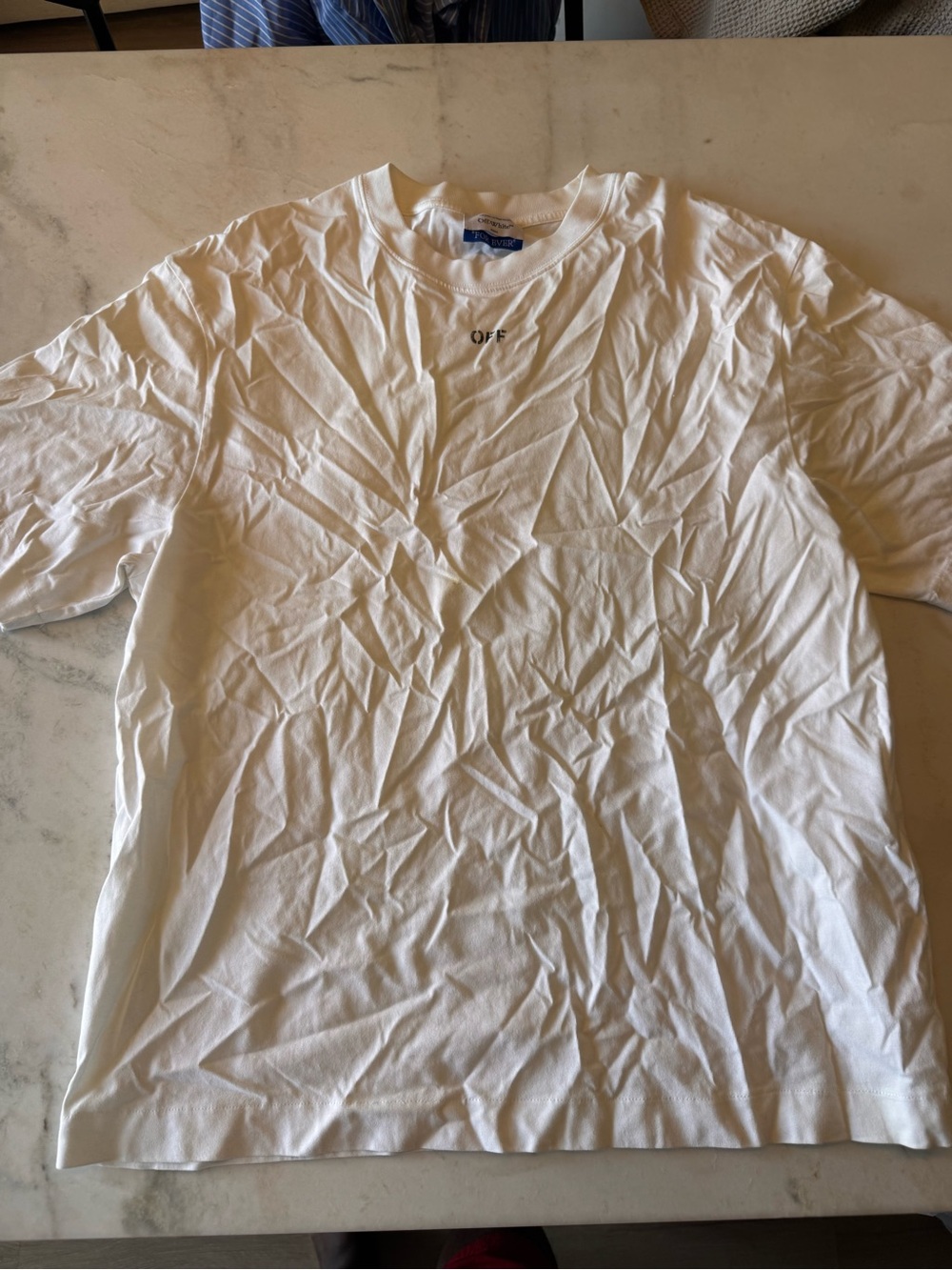 Off-White White Short Sleeve Crew T-Shirt with Small Chest Logo